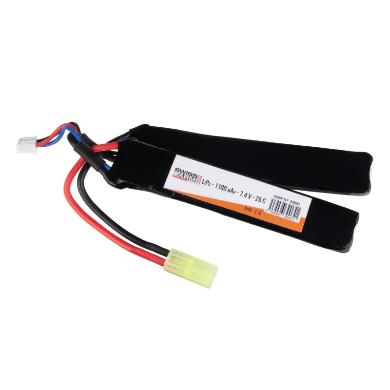 Batterie double stick Swiss arms LIPo 7.4V 1100mAh Mini Tamyia 25C /C