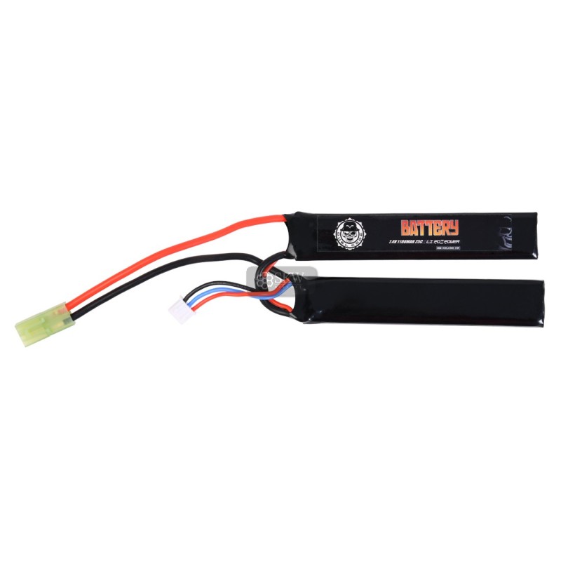 BATTERIE LIPO 7.4V 1100MAH 25C (2PC) DUEL CODE